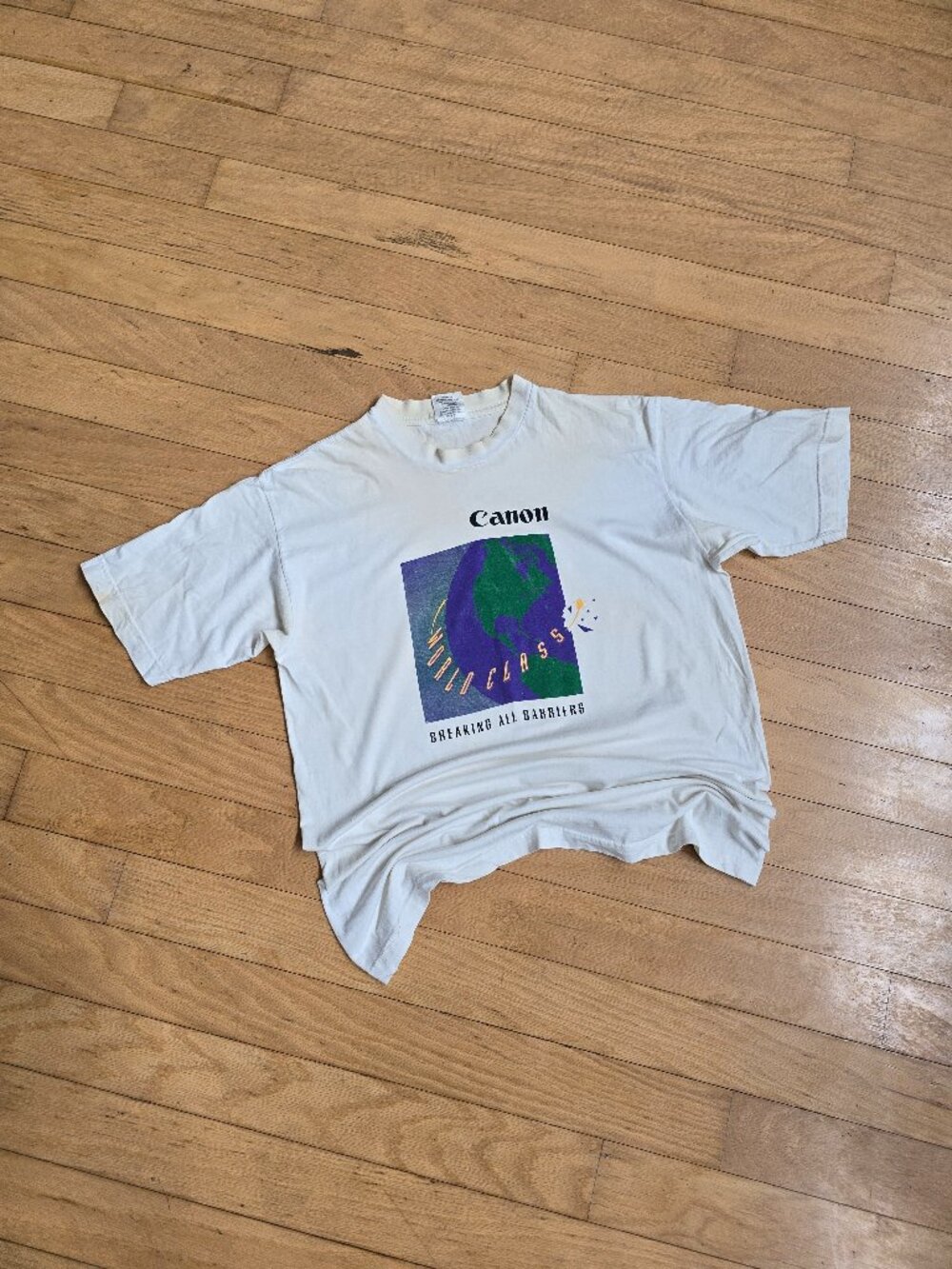 vintage 90s | Canon Camera Promo graphic print made in USA white t-shirt MENS L